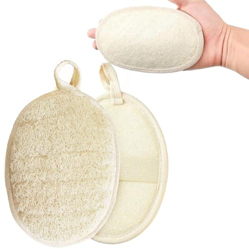 2 Pezzi Scrub Corpo, Spugna Doccia, Spugna Luffa, Scrubber per il Corpo Esfoliante in Spugna di Luffa Naturale, Realizzato in Spugna di Loofah per Doccia Ecologica e Biodegradabile