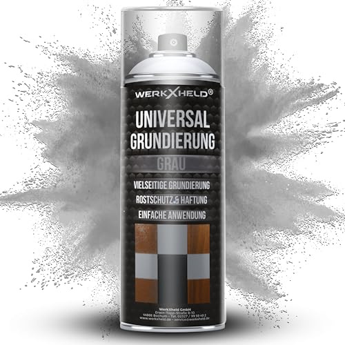 WerkXheld Universal-Grundierungsspray 400ml Grau - Haftgrund, Filler & Rostschutz für Metall, Kunststoff & Auto - Primer Spray