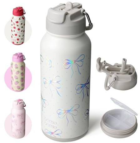 BOTTLE BOTTLE gourde isotherme sport inox 32oz, paille, boîte à pilules