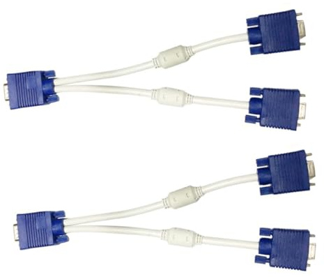 SMASOLO Adaptador Divisor Vga Macho a Hembra Doble 0,3 m para Monitor, Cable 1 Entrada 2 Salidas, Duplicador De Video para Computadora y Pantalla Electrónica
