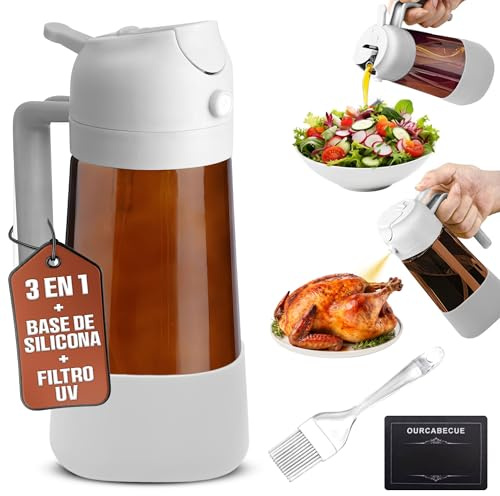 ARVOMA Huilier 2 en 1 - Pulvérisateur d'huile - Spray d'huile anti-goutte réutilisable pour cuisine saine et friteuse à air - Distributeur d'huile 2 en 1