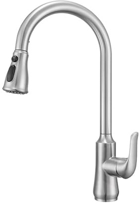 Miscelatore Cucina con Doccetta Estraibile Girevole Acqua Fredda e Calda Maniglia Singola Rubinetteria Cucina Estensibile Acciaio Inossidabile-Spazzolato