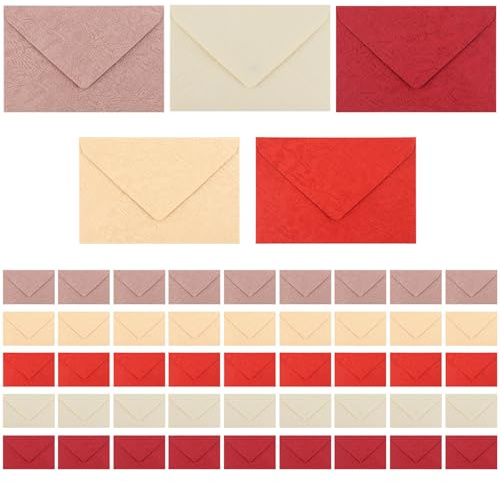 Kytpyi Briefumschläge, Briefumschläge ohne Fenster, 50 stück 16,5×11cm Kuvert für A5/A6/A7 Klappbar Papier, Retro Umschläge für Grußkarte, Geburtstagskarte, Einladung, Hochzeit (5 Farben)