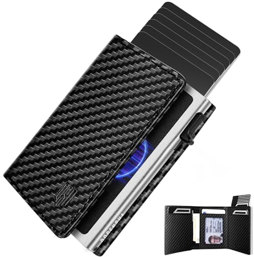 DODENSHA MagSnap Portmonee Herren I Slim Wallet mit Münzfach I Kreditkartenetui Geldbeutel für 10+ Karten I Magnetischer Verschluss Geldbörse Herren I RFID Schutz I CarbonSilber