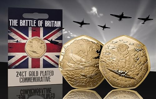 The Commemorative Coin Company THE BATTLE OF BRITAIN & SUPERMARINE SPITFIRE 24ct Gold Commemorative. Packaged/Sealed. British History/Collection/Collectable/WW2 1940 Albums