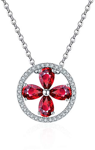 Halsband för Kvinnor Flickor S925 Inlagd Granat Item Hänge Dam Smycken Presenter Halsband För Kvinnor Flickor Kedja Med 18 tum Choker Halsband,Halsband Hushållskranar