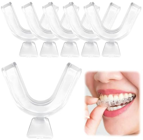 6 Pcs Teeth Whitening Mouth Trays Thermoplastic Moldable Mould Guards Trays Reusable Dental Oral Care Shield for Whiter Bleaching Protecting Sleeping at Night