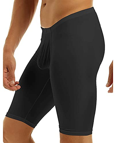 KKmeter Men's Compression Base Layer Shorts Gym Workout Bodybuilding Yoga Swimming Capris Tights Pant (Black, Medium)