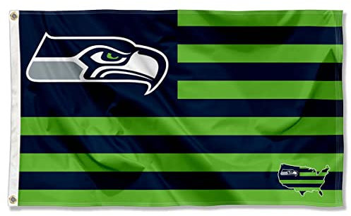 Seattle Seahawks USA American Nation Stripes 3x5 Grommet Flag