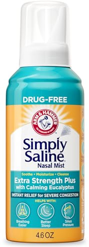 ARM & Hammer Simply Saline Extra Strength Plus Eucalyptus Nasal Mist for Severe Congestion, Saline Nasal Spray, 4.6 oz