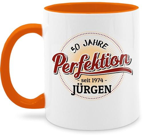 Tasse Tassen 325ml - 50. Geburtstag - 50 Jahre Perfektion - seit 1975-325 ml - Orange - mugs for 50th birthday geschenke fünfzigster fünfzig 1973 glühweintassen name frau fünfzigsten geboren