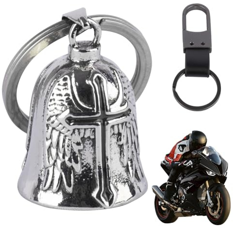 Mulor Llavero Moto Campana Guardiana Lucky Bell Templar Cross Bell Llavero de Motocicleta con Anillo Colgante para Coches Eléctricos Bicicletas Motociclistas