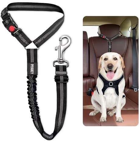 Dog Seat Belts For Cars Uk Headrest Dog Car Seat Belt Adjustable Car Harness Pet Dogs Safety Seatbelt Anti Shock Elastic Puppy Restraint Strong Leash Leads For Dogs Pets Safety (BLACK)