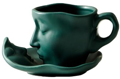 Swtgaah Kaffeetasse Untertasse Tassen Set Keramik Becher Geeignet (Grün)