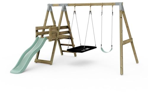 Premium Double Swing with Deck, Mint Green