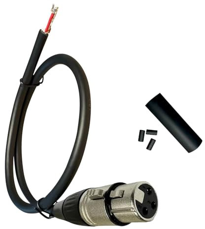 DIYTECH Premium XLR Cable Open End, Pigtail 3 Pin Connector, Microphone Wire, Includes Heat Shrink Tubes for Professional Audio Recording (Female to Bare Wire)