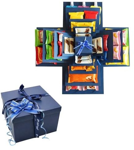 Explosion Gift Box, 5 Layer Blue Surprise Gift Container for DIY Enthusiasts, Creative Layered Present Box for Anniversary,Birthday,Valentine's Day