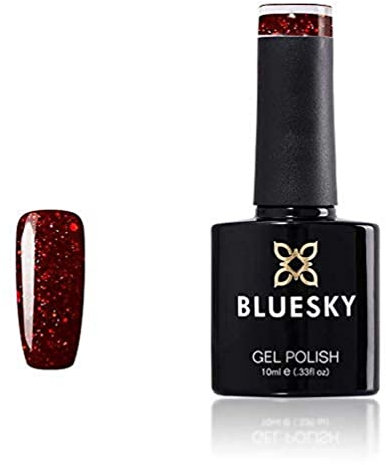 Bluesky Gel Nail Polish, Kiss Me Slow Blz33, Dark Red Glitter, Long Lasting, Chip Resistant, 10 ml (Requires Drying Under UV LED Lamp)