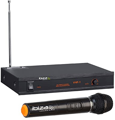 Ibiza - VHF1A - Drahtloses Mikrofonsystem mit 1 VHF-Mikrofon und 1 Empfänger - 1 Kanal 207,5MHz - Schwarz