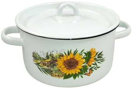 Emaille Kochtopf Topf 2 Liter ca 19cm Durchmesser mit Motiv emailliert Retro Nostalgie Geschirr