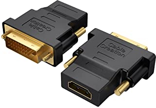 CableCreation Adattatore da DVI a HDMI, confezione da 2 convertitori bidirezionali DVI maschio a HDMI femmina, supporto 1080P, 3D per PS3, PS4, TV Box, Blu-ray, proiettore, HDTV