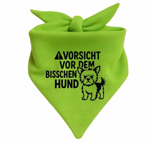 Hunde Dreiecks Halstuch (Fb: Lime) (Gr. 1 (55 cm)) Vorsicht vor dem bisschen Hund