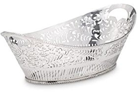 Brotkorb Schale, Oval 30,0 x 18,0cm, H 10,5cm versilbert