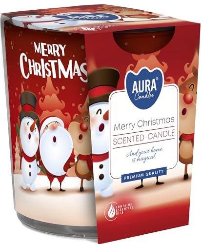 OLIMARI Bougie parfumée 120g Cire 7x8cm 22h Noel (N3254-MERRY-CHRISTMAS)