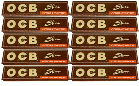 OCB Feuille à Rouler - Lot de 10 Carnet OCB Slim Virgin Paper non blanchi cigarette