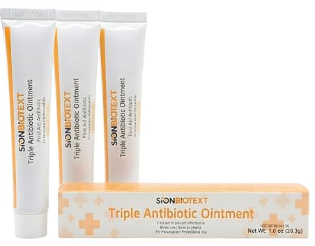 Sion Biotext Triple Antibiotic Ointment, 3 Pack (3 x 1 oz Tubes), First Aid Antibiotic, First Aid to Prevent Infection in Minor Cuts, Scrapes & Burns, Topical Ointment