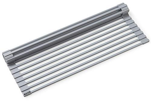 Kraus Multipurpose Workstation Sink Roll-Up Dish Drying Rack, Colander and Trivet in Light Grey, KRM-11LG