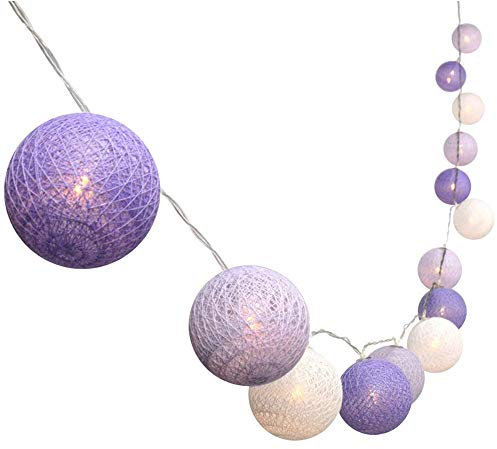 Treer Luces De Bolas De Algodón Cadena de Luces Bolas de Navidad, Batería Lámpara de Guirnalda Luminosa Hogar, Jardín, Patio, Fiesta, Vacaciones, Boda Decoración (4.5M-30 Pelotas,Púrpura)