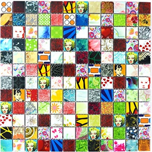 bunte Mosaikfliese Retro Vintage POP UP Keramik MOS18D-1605_f | 10 Mosaikmatten
