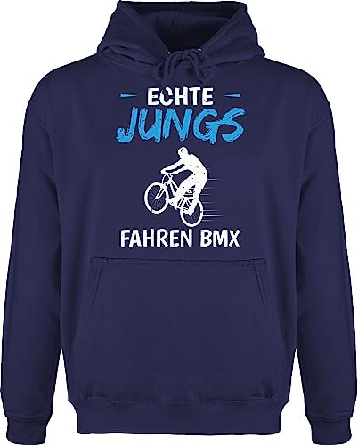 Hoodie Herren Pullover Männer - Fahrrad Bekleidung Radsport - Echte Jungs fahren BMX - M - Navy Blau - radfahren kapuzenpullover bike radfahrer fahrrad- fahrrädern fahrradbegeisterte fahrradmotiv