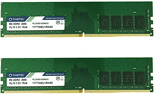 Timetec 16 Go KIT(2 x 8 Go) DDR4 2 666 MHz PC4-21300 sans Tampon ECC 1,2 V CL19 1Rx8 288 Broches UDIMM Module de mémoire RAM pour Serveur