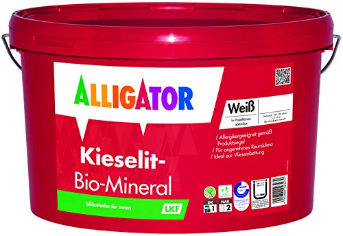 Alligator-Kieselit-Bio-Mineral - Wandfarbe weiß - Deckkraftklasse 1 - Innenwandfarbe (12,5 Liter)