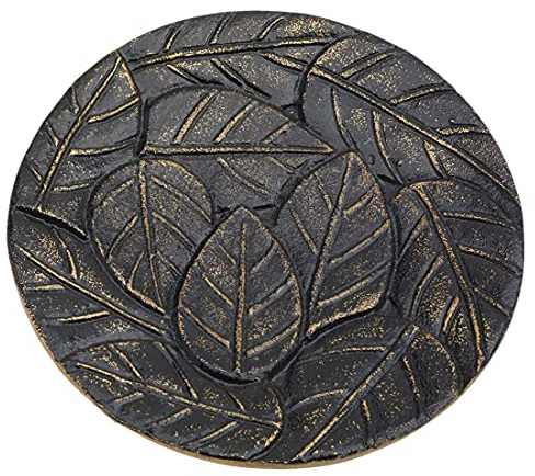 NKlaus piatto per candele alluminio nero - oro Ø 14cm piattino portacandele piattino 10359