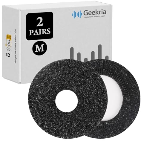 Geekria 2 Paar Strick-Kopfhörer-Ohrpolster – Produktsicherheitszertifiziert – Waschbar & Dehnbar, Ohrmuschel-Schutz für Over-Ear-Headsets, Schweißpads fürs Gym (Größe M/Schwarz, floraler Grau)