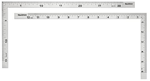 Liquidraw 150 mm x 300 mm Stainless Steel L Shape Square Ruler | Double Sided Right Angle Metal Ruler | Metric & Imperial | Ideal For Cutting, Sewing, Woodwork & DIY | Great For Engineers & Architects