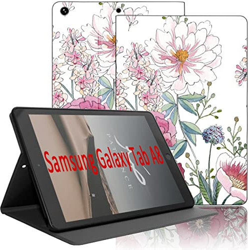 Yoedge Custodia per Samsung Galaxy Tab A8 10,5 Pollici 2021 Tablet, Soft TPU Ultra Sottile Smart Cover in PU Pelle Flip con Funzione Stand Protettiva Case per Galaxy Tab A8 10,5 Pollici 2021, Fiore 2