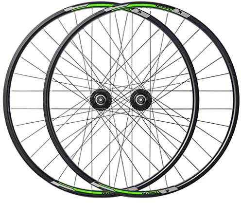 HSQMA 27.5 Zoll MTB Laufradsatz Scheibenbremse Mountainbike Schnellspanner Fahrrad Laufrads Felge 32 Loch Nabe Für 7/8 Geschwindigkeit Schraub Flywheel (Color : Green)