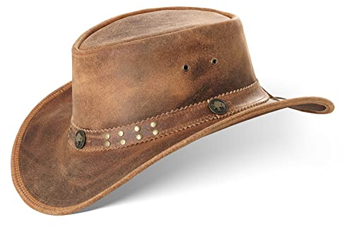 Black Forest Fox Buffalo Bill Herren Damen Western Cowboy Leder Hut Fuchs Braun Größe S
