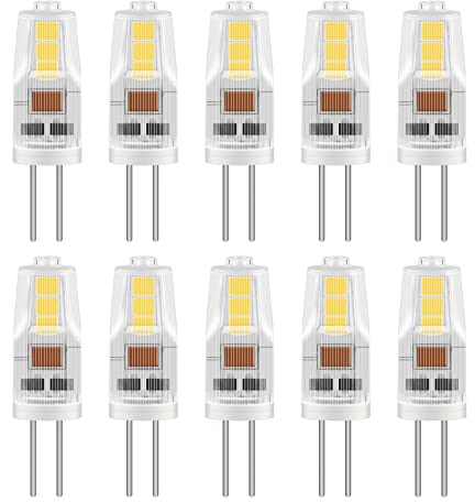 Caldarax G4 LED Lampen 12V AC/DC, 2W G4 LED Stiftsockellampe, Ersatz für 20W Halogenlampen, 6000K Kaltweiß, 200LM, 360°Abstrahlwinkel, Energiesparlampe, Nicht Dimmbar, 10 Stück