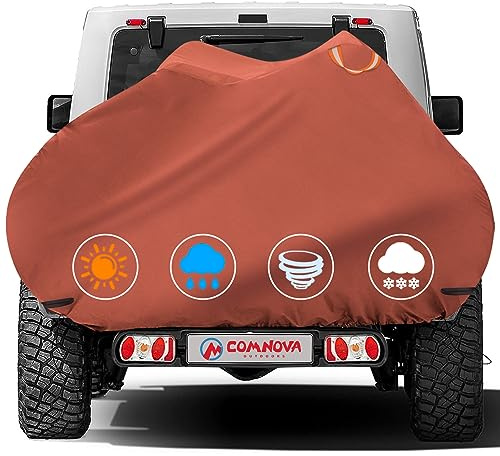 Comnova Bike Cover for Transport 3 Bikes - Outdoor Bike Covers for 3 Bikes on Rear Bike Rack Transport Waterproof & Heavy Duty, 600D Bicycle Rack Covers for 3 Bikes on Car Hitch Travel Storage