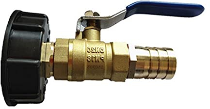 Brass IBC Tank Adapter Outlet Tap Valve 1 Inch Fittings Connector with 25mm Outlet for S60X6 IBC Water Storage Tank Garden Hose, Leakproof Replacement Fitting Parts