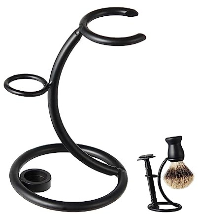 Wailicop Shaving Brush Stand Holder, Portable Stainless Steel Razor and Brush Stand, 2 in 1 Rasierpinselhalter Halter Curved Design Gift Idea for Men