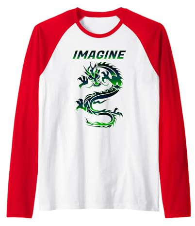 Imagine Fantasy Dragon T-Shirt im Tattoo-Stil Raglan