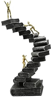 JISADER Denker-Statuen, kletternde Buchleiter-Statue, kletternde Treppen-Figur für Kaminsims