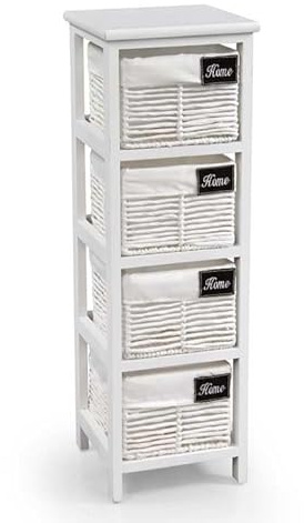 HOME CASSETTIERA CON 4 CESTE 25X25X77 CM IN COLORE BIANCO