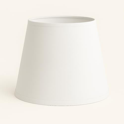30 cm Lampenschirm, Kegel, Baumwollstoff mit weißer PVC-Rückseite, handgefertigtes Produkt, für Tischlampe, Stehlampe (Weiß)